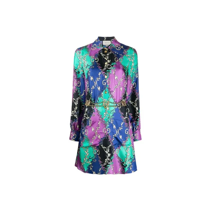 GUCCI FW21 Long Sleeved Dresses Women's Purple-0