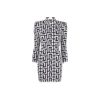 BALMAIN Long-Sleeved Dresses Women's Black White
