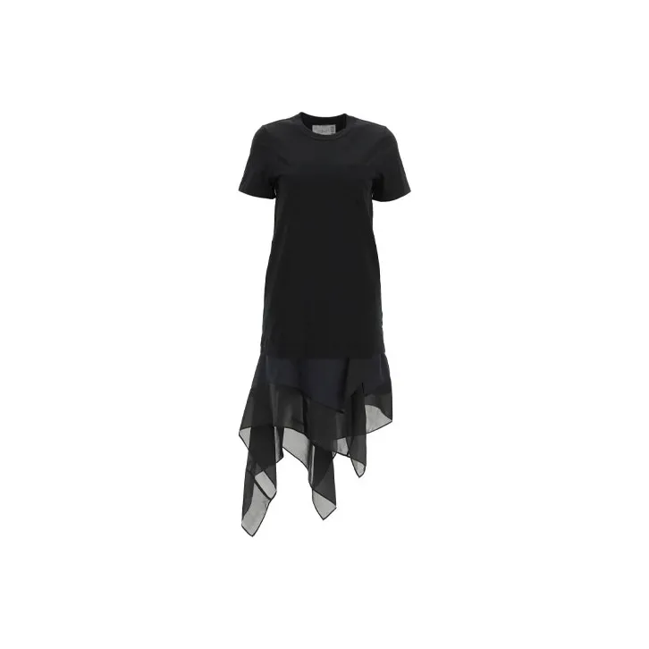 Sacai Short-Sleeved Dresses Women's Black-0
