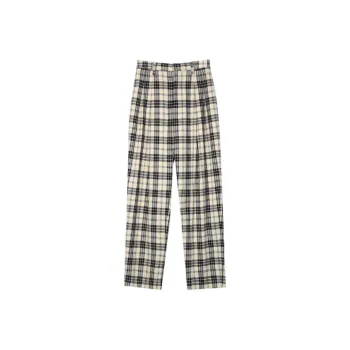 SOLIGHTER Casual Pants Women's Black White Plaid