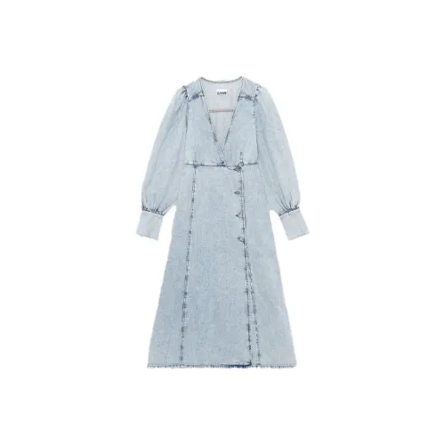 GANNI Long Sleeved Dresses Women's Blue