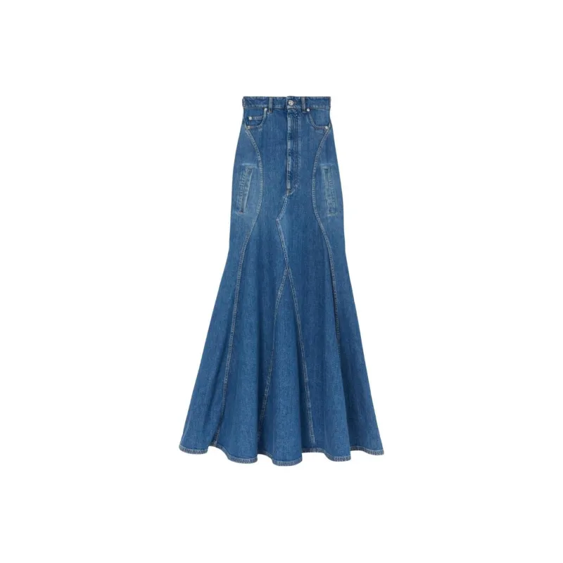Burberry Denim Long Skirts Women's Blue-0