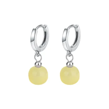 LAA Stud Earrings White Jade Women's