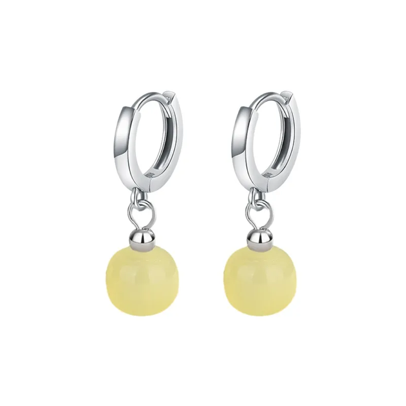 LAA Stud Earrings White Jade Women's-0