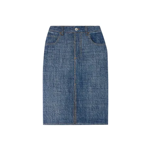 Bottega Veneta Denim Long Skirt Women's Blue