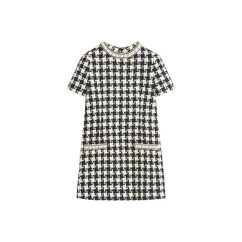 Valentino Damier Light Embellished Tweed Mini Dress