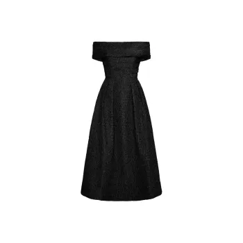 Rebecca Vallance Helene Textured Off shoulder Midi Dress