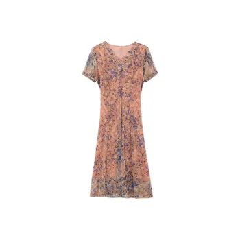 ETSE Short Sleeved Dresses Women's Khaki