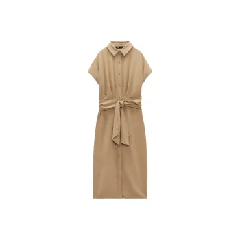 ZARA Short-Sleeved Dresses Women's Beige