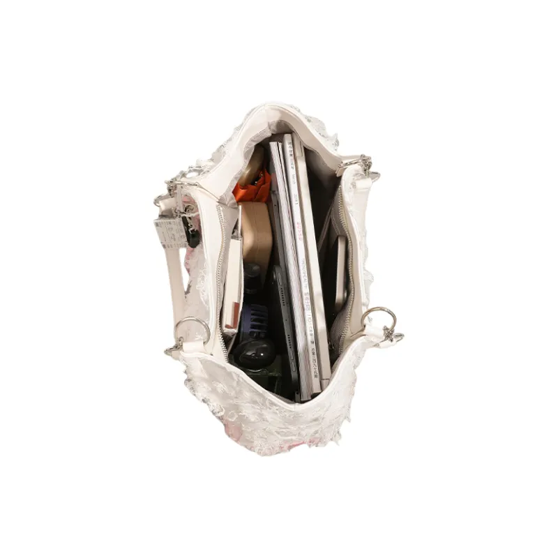 OCTSUI PU Tote Bag, Shoulder Bag Women's Ecru-4