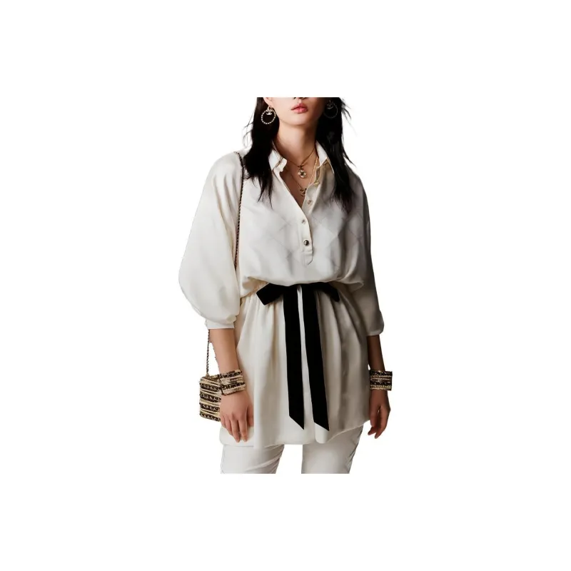 CHANEL Long-Sleeved Dresses Women's White-0