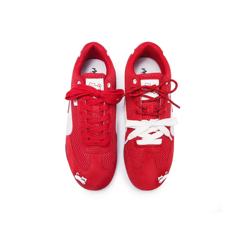 MQMS Anti Slip Wear Resistant Low Top Casual Shoes Unisex Red-4