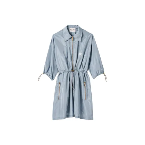 MIU MIU Short Sleeved Dress Women's Interstellar Blue