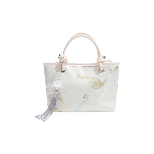 TOUTSEUL YOLO Fabric Surface Handbag Regular Women's Bamboo Leaf White/Traditional Chinese Painting White/Pink/Blue