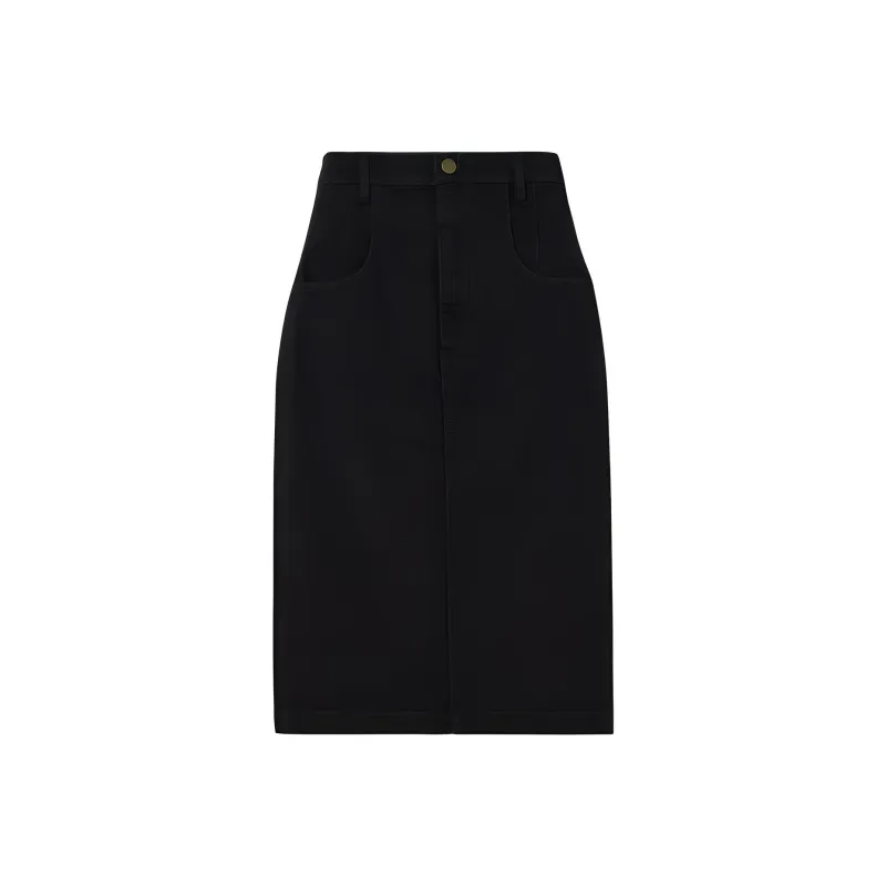 FRAME SS24 Denim Long Skirt Women's Black-0