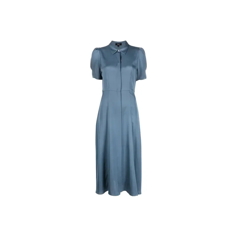 THEORY Short Sleeved Dresses Women's Blue-0