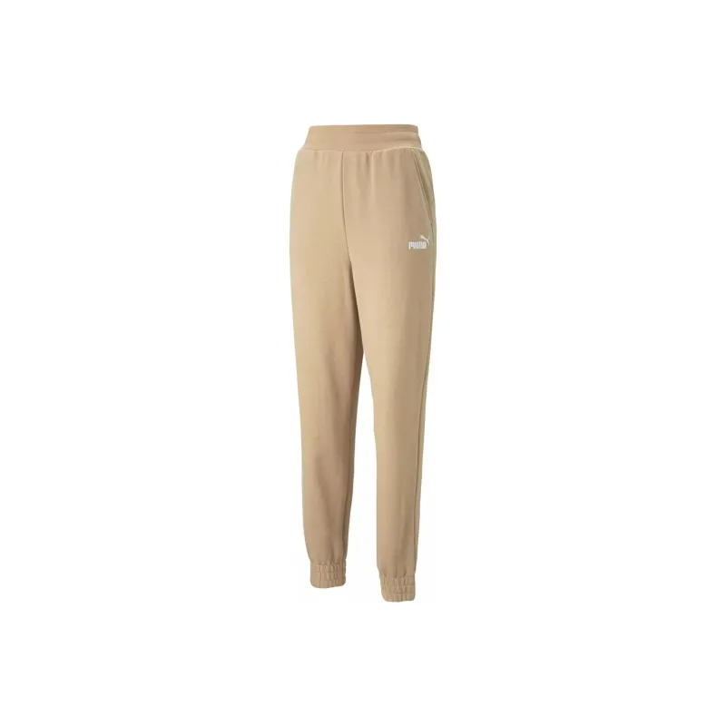 PUMA ESS+ EMBROIDERY HIGH-WAIST PANTS TR CL Knitted Sports Pants Women's Beige Yellow-0