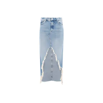 MOTHER The Ditcher Maxi Super Fray Denim Skirt