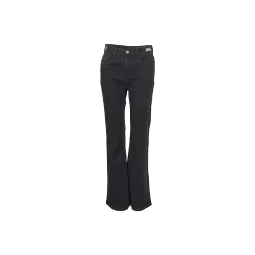 LOFT SHINE FW22 Flared Pants Moderate Jeans Women's Black