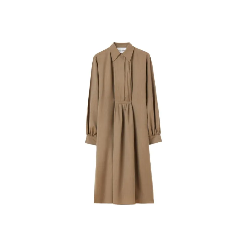 JIL SANDER Straight-point Collar Wool Dress-0