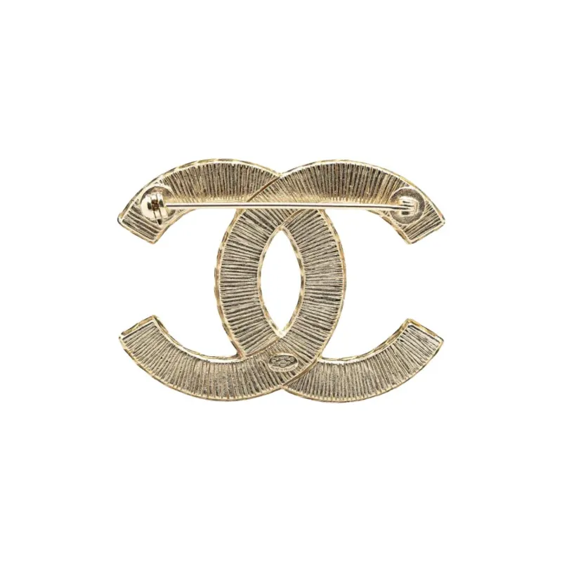 CHANEL 2013 Faux Lace And Resin Gold Plated Cc Brooch Costume Brooch-1