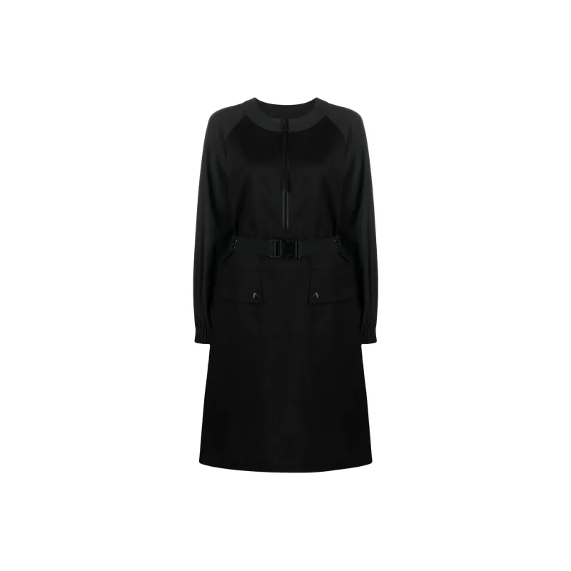 Moncler SS22 Long Sleeved Dresses Women's Black-0