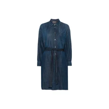 Lorena Antoniazzi Long Sleeved Belted Denim Midi Dress