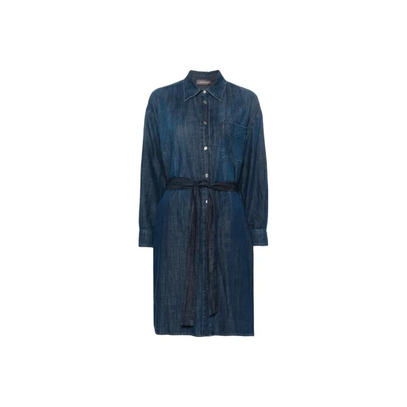 Lorena Antoniazzi Long-Sleeved Belted Denim Midi Dress-0