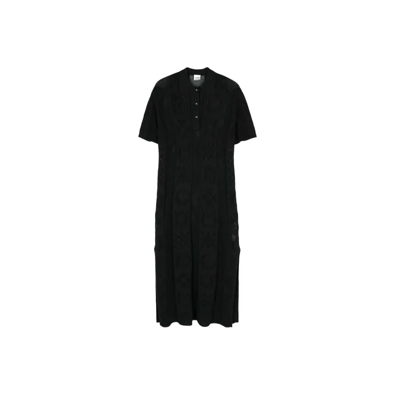 NANUSHKA Polo collar Open knit Midi Dress-0