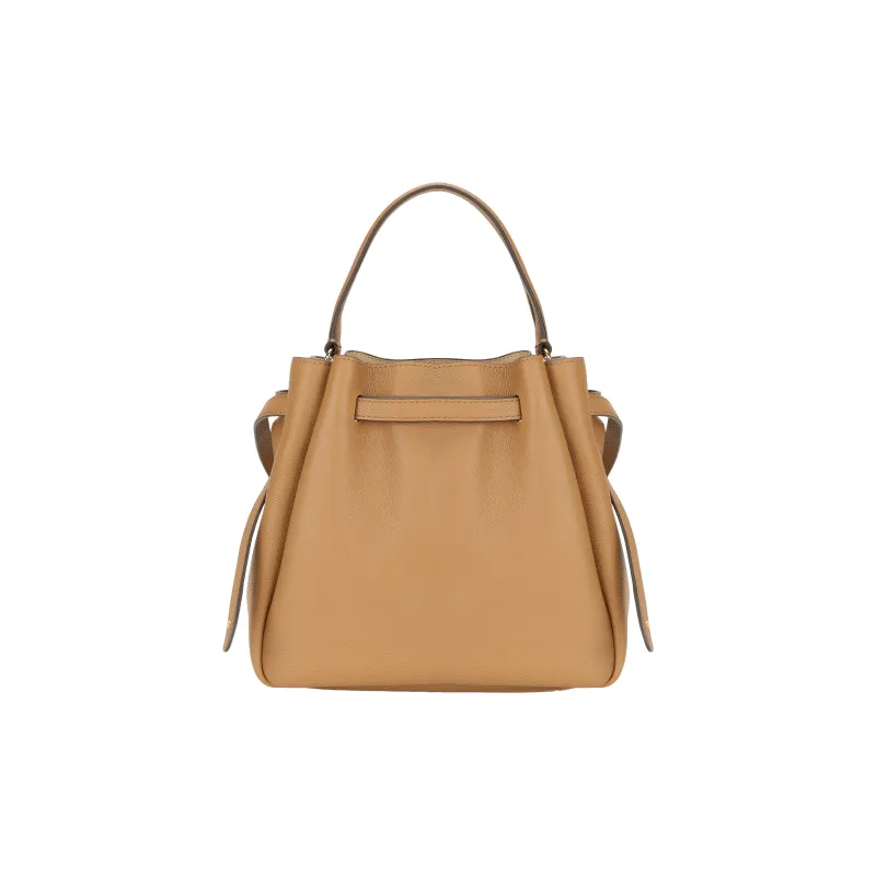 TORY BURCH Romy Bucket Litchi Grain Leather Bucket Bag, One Shoulder Handbag Trumpets Women's Tiramisu-2