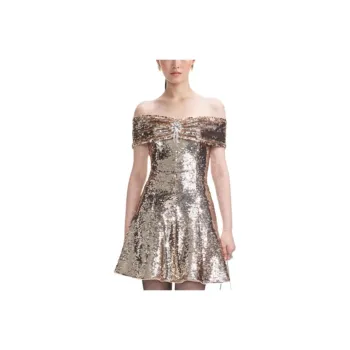 Self portrait New Year Short Sleeved Dresses Women's Gold