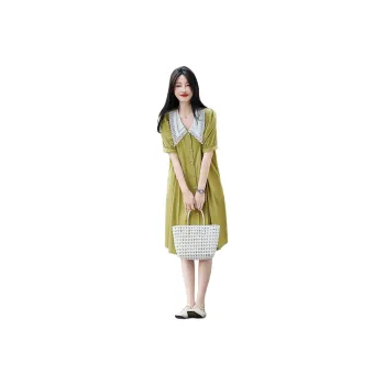 【dme】 Short-Sleeved Dresses Women's Grass Green