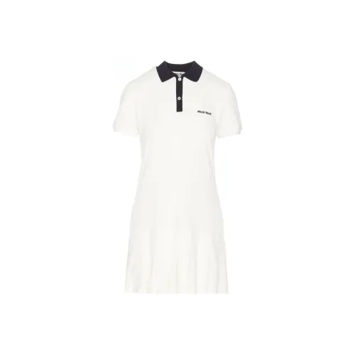 MIU MIU Logo Embroidered Short Sleeved Mini Polo Dress