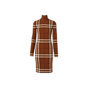 Burberry Women's Iconic Print Stretch Viscose Dress Beige