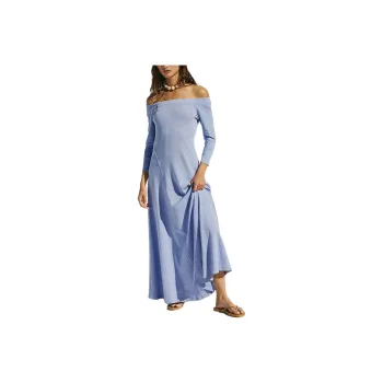 FREE PEOPLE Carrie Midi Long-Sleeved Dresses Women's Blue Heron