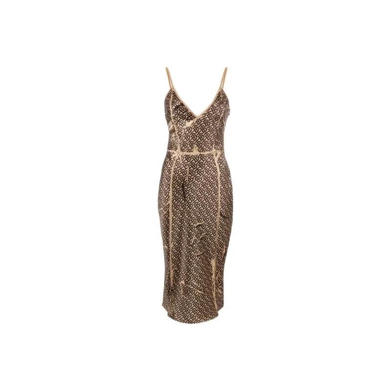 Burberry Monogram Print Slip Midi Dress 'Honey'-0