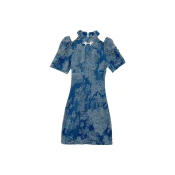 Icicofficial Short Sleeved Dresses Women's Blue