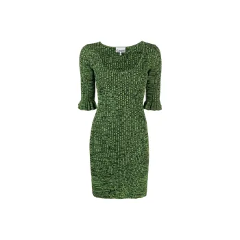 GANNI Flounce sleeve Mélange Minidress