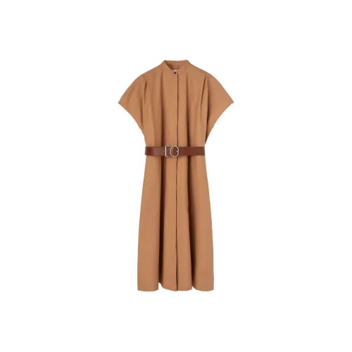 JIL SANDER Collarless Belted Shirt Dress