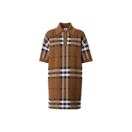 Burberry Women's Check Wool Jacquard Polo Shirt Dress