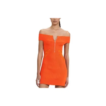 Self portrait SS22 Short Sleeved Dresses Women's Bright Orange