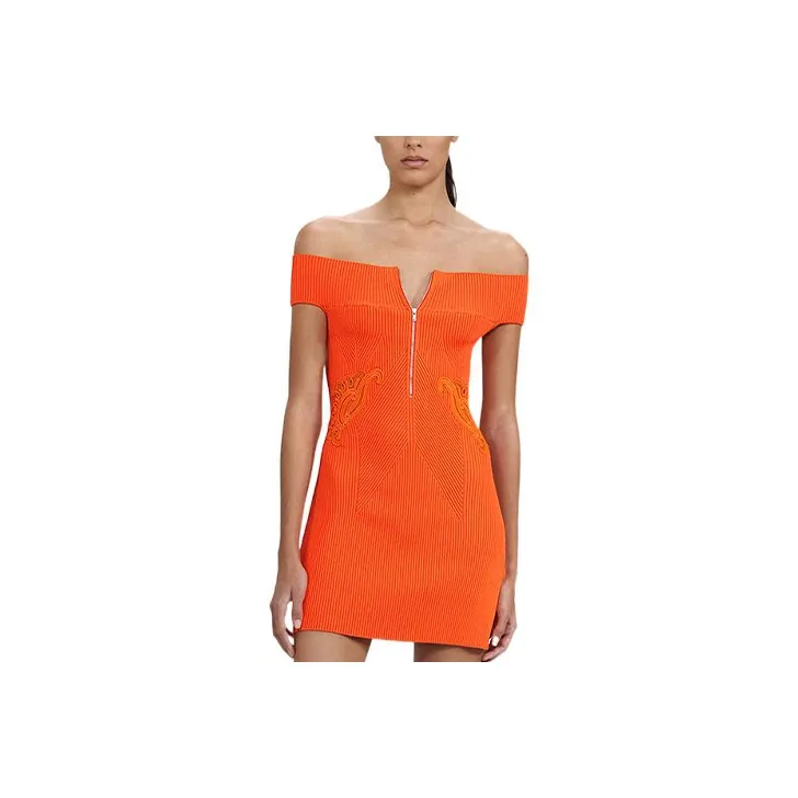 Self portrait SS22 Short Sleeved Dresses Women's Bright Orange-0