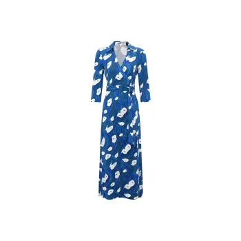 DVF Diane Von Furstenberg FW23 Long-Sleeved Dresses Women's Blue