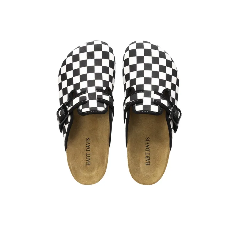 HART DAVIS Cork Sole Abrasion Resistant Slip Resistant Closed Toe Slippers Unisex Black White-5