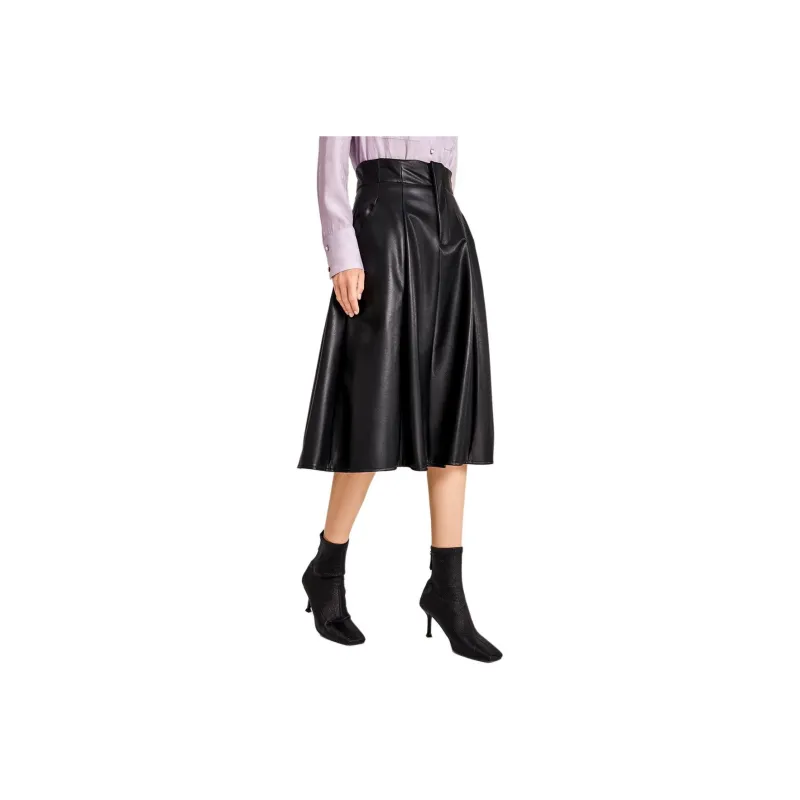 ELLE Leather Long Skirts Women's-5