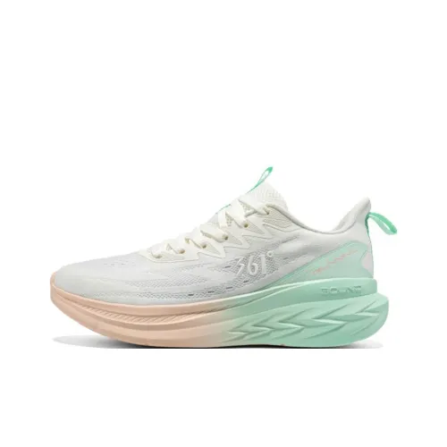 361° Abrasion Resistant Breathable Cushioning Low Top Casual Sprint Running Shoes Women's White Green