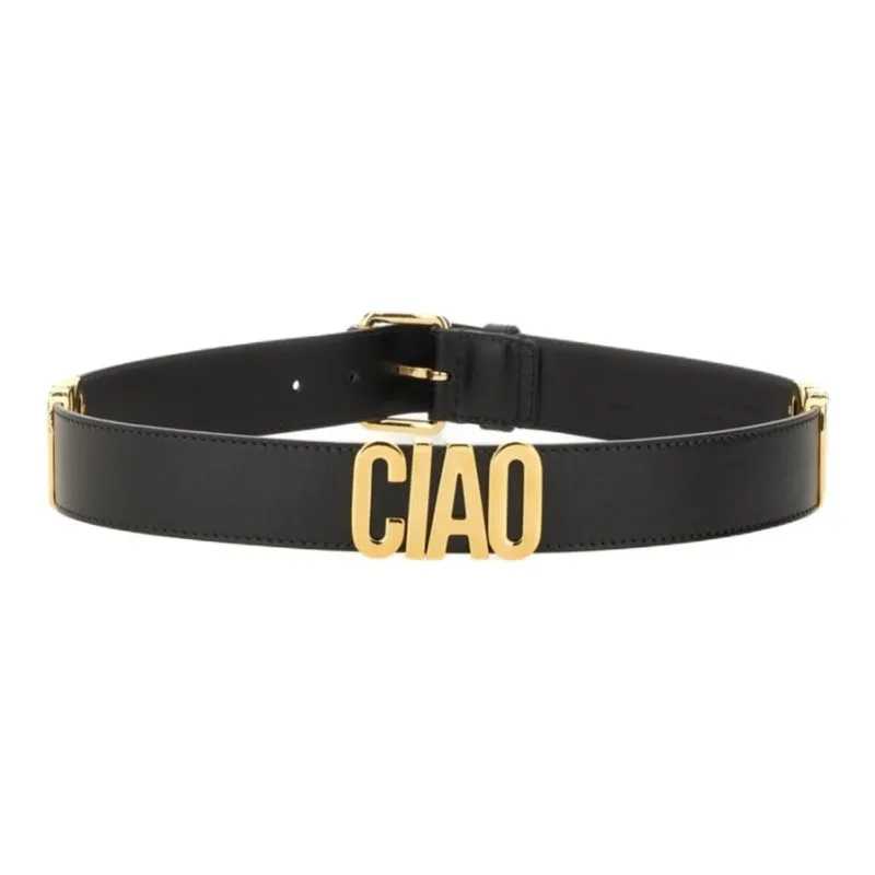 MOSCHINO Leather Belts Unisex Black -1