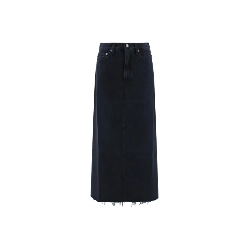 AGOLDE Denim Long Skirt Women's Black-0
