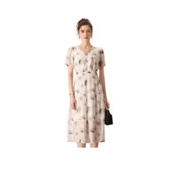 FENHONGMALI Short Sleeved Dress Women's White