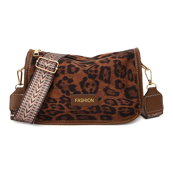Yalu Flannelette Shoulder Bag, Crossbody Bag Women's Black Leopard Print/Brown Leopard Print-6